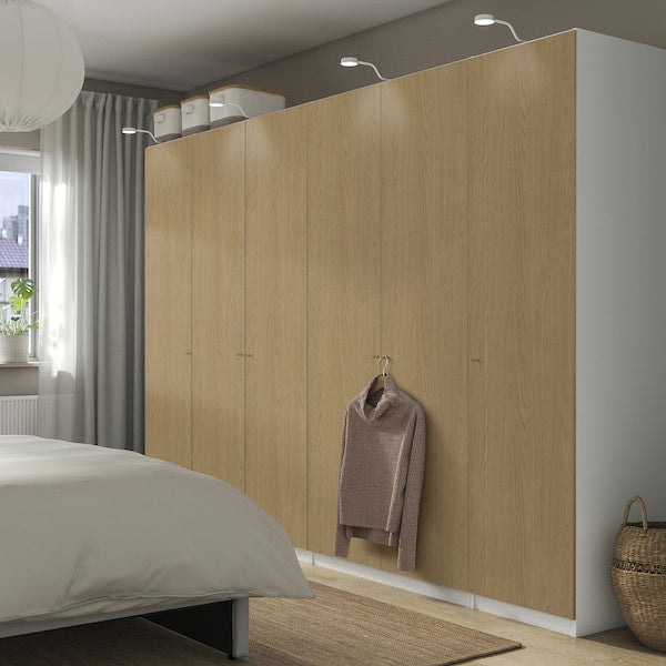 PAX / STORKLINTA - Wardrobe combination, white/ oak effect,300x60x201 cm