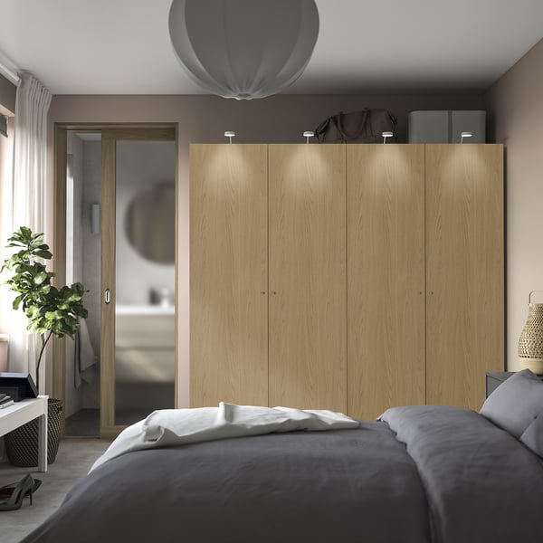 PAX / STORKLINTA wardrobe combination, white/oak effect, 200x60x201 cm