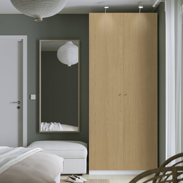 PAX / STORKLINTA wardrobe combination, white/oak effect, 100x60x236 cm