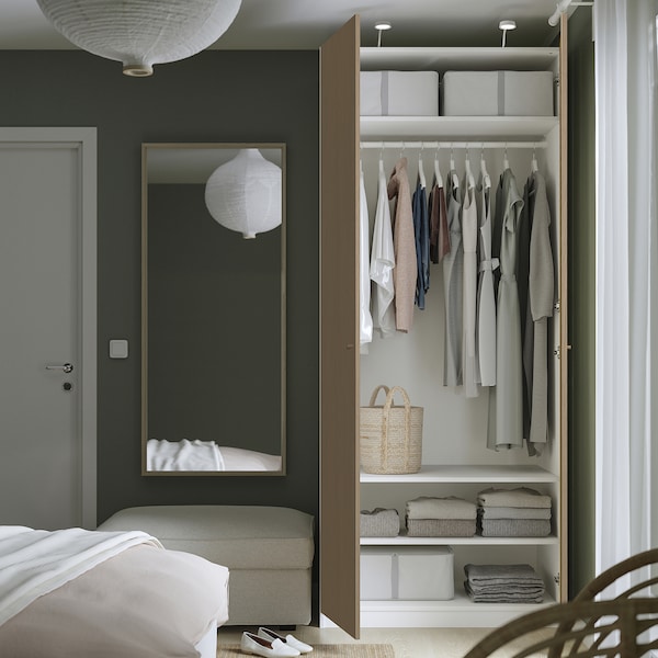 PAX / STORKLINTA - Wardrobe combination, white / oak effect,100x60x236 cm