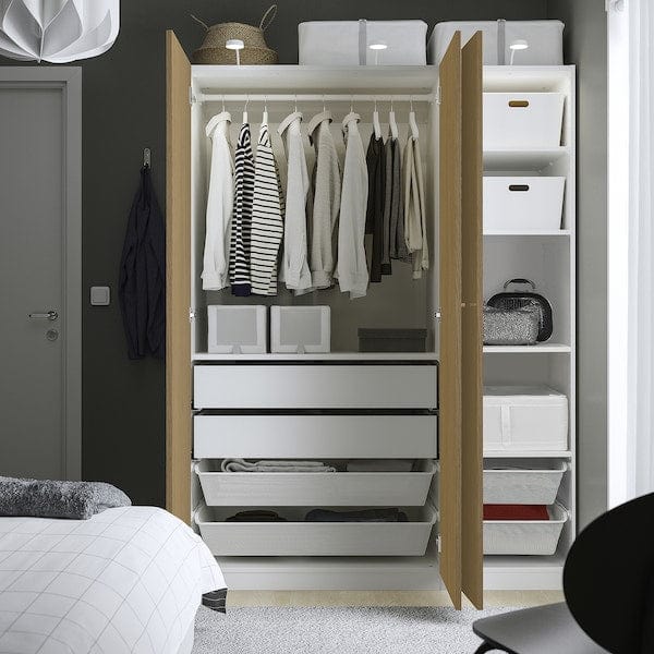 Ikea PAX / STORKLINTA - Wardrobe combination, white/ oak effect,150x60x201 cm