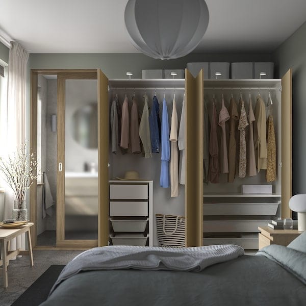 Ikea PAX / STORKLINTA - Wardrobe combination, white / oak effect,200x66x201 cm
