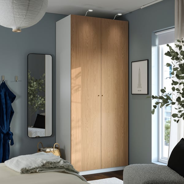 PAX / STORKLINTA wardrobe combination, white/oak effect, 100x60x236 cm