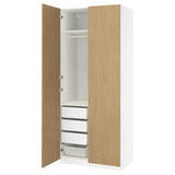 PAX / STORKLINTA wardrobe combination, white/oak effect, 100x60x236 cm