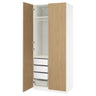 PAX / STORKLINTA wardrobe combination, white/oak effect, 100x60x236 cm