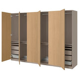 PAX / STORKLINTA wardrobe combination, grey-beige/oak effect, 300x60x201 cm