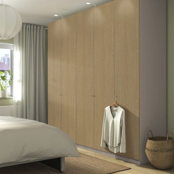 PAX / STORKLINTA - Wardrobe combination, grey-beige/oak effect, 250x60x236 cm