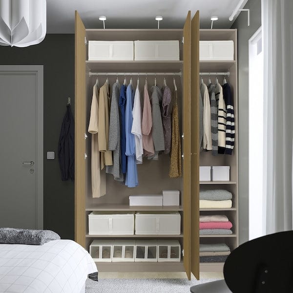 Ikea PAX / STORKLINTA - Wardrobe combination, grey-beige/oak effect, 150x60x236 cm
