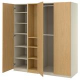 PAX / STORKLINTA wardrobe combination, grey-beige/oak effect, 185x58x201 cm