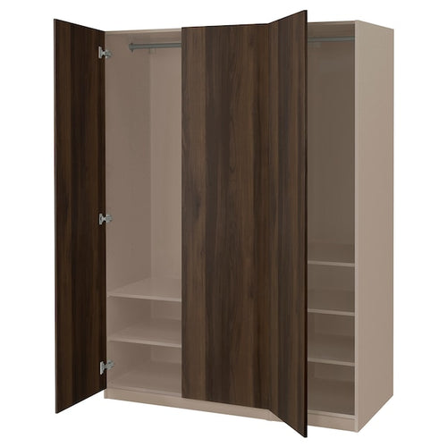 PAX / STORKLINTA - Wardrobe combination, grey-beige/dark brown stained oak effect, 150x60x201 cm