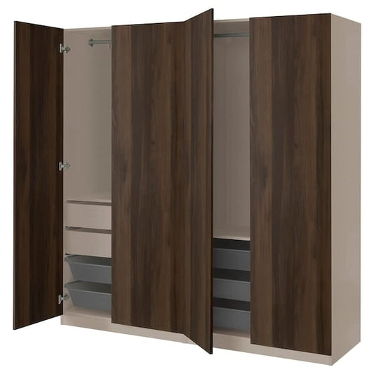 Ikea PAX / STORKLINTA - Wardrobe combination, grey-beige/dark brown stained oak effect, 200x66x201 cm