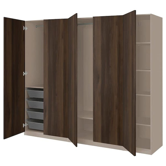Ikea PAX / STORKLINTA - Wardrobe combination, grey-beige/dark brown stained oak effect, 250x60x201 cm