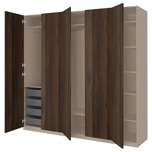 Ikea PAX / STORKLINTA - Wardrobe combination, grey-beige/dark brown stained oak effect, 250x60x236 cm