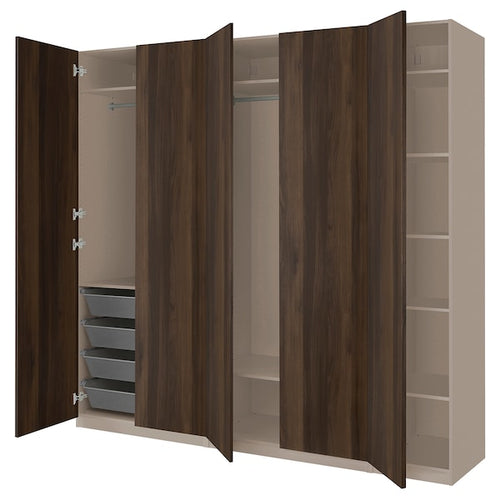 PAX / STORKLINTA - Wardrobe combination, grey-beige/dark brown stained oak effect, 250x60x236 cm