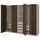 PAX / STORKLINTA - PAX / STORKLINTA Wardrobe combination, grey-beige/dark brown stained oak effect, 250x58x201 cm