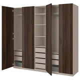 PAX / STORKLINTA wardrobe combination, grey-beige/dark brown stained oak effect, 250x58x236 cm