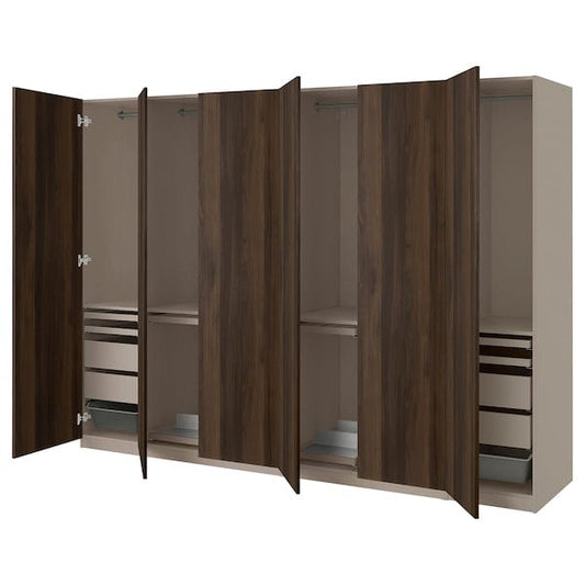 Ikea PAX / STORKLINTA - Wardrobe combination, grey-beige/dark brown stained oak effect, 300x60x201 cm