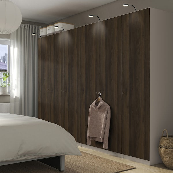 PAX / STORKLINTA - Wardrobe combination, grey-beige/dark brown stained oak effect, 300x60x201 cm