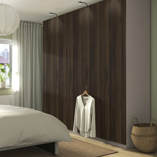 PAX / STORKLINTA - PAX / STORKLINTA Wardrobe combination, grey-beige/dark brown stained oak effect, 250x60x236 cm