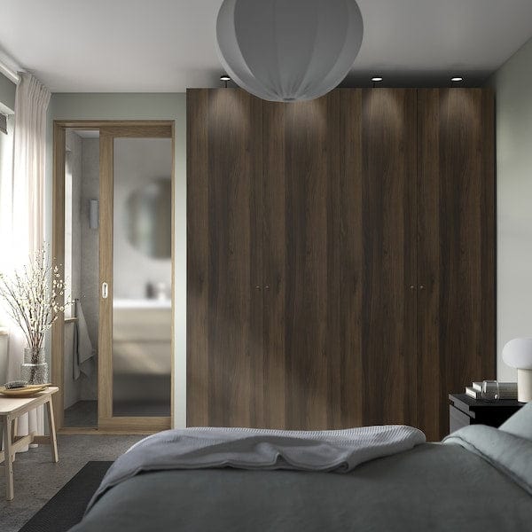 Ikea PAX / STORKLINTA - Wardrobe combination, grey-beige/dark brown stained oak effect, 200x66x236 cm