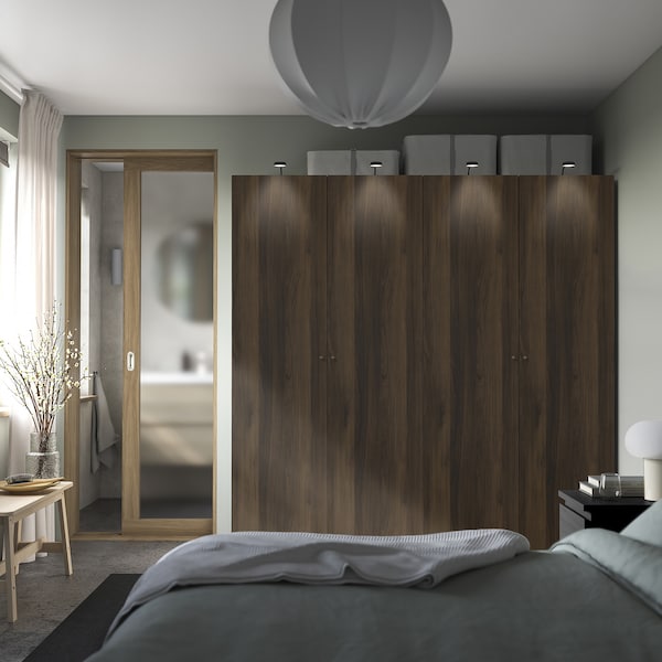 PAX / STORKLINTA - Wardrobe combination, grey-beige/dark brown stained oak effect, 200x66x201 cm