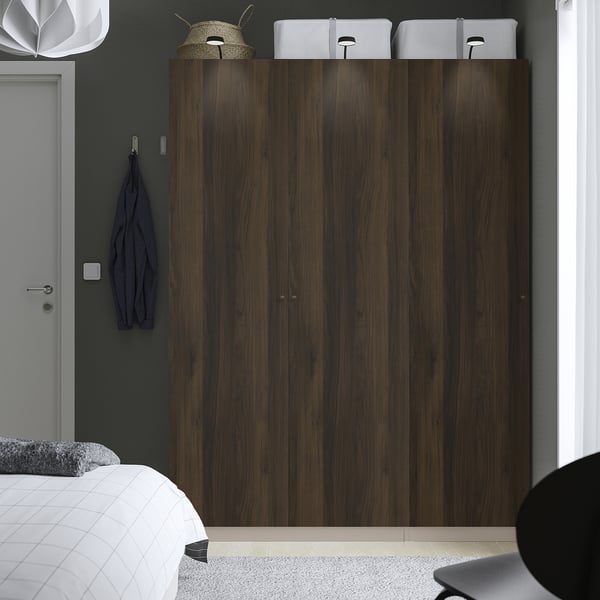 PAX / STORKLINTA - PAX / STORKLINTA Wardrobe combination, grey-beige/dark brown stained oak effect, 150x60x201 cm