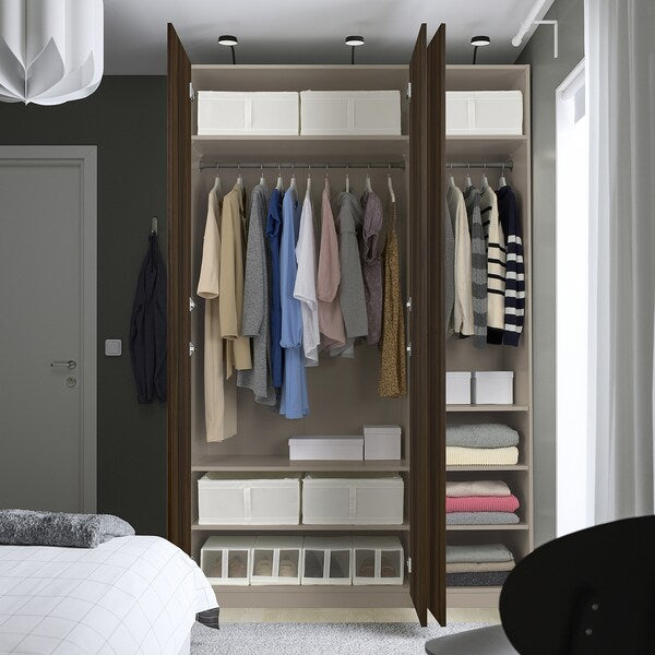 PAX / STORKLINTA - Wardrobe combination, grey-beige/dark brown stained oak effect, 150x60x236 cm