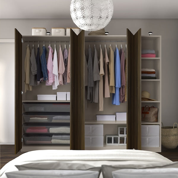 PAX / STORKLINTA - Wardrobe combination, grey-beige/dark brown stained oak effect, 250x60x201 cm