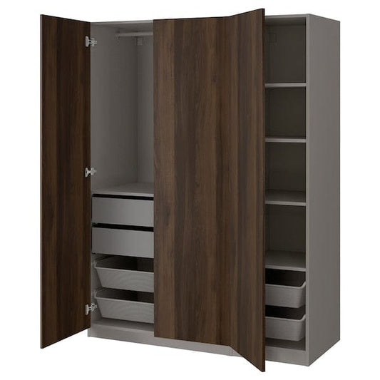 Ikea PAX / STORKLINTA - Wardrobe combination, dark grey/dark brown oak effect with stain,150x60x201 cm