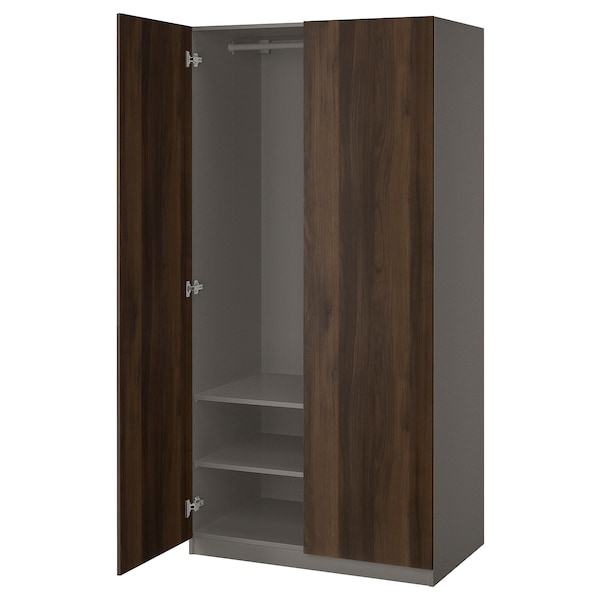 PAX / STORKLINTA - Wardrobe combination, dark grey/dark brown oak effect with stain,100x60x201 cm