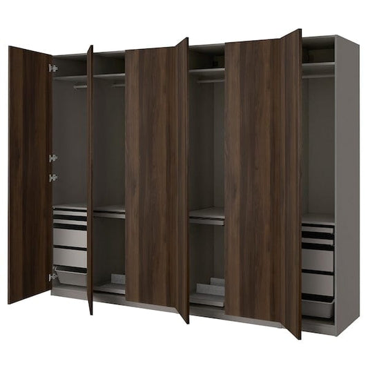 Ikea PAX / STORKLINTA - Wardrobe combination, dark grey/dark brown oak effect with stain,300x60x236 cm