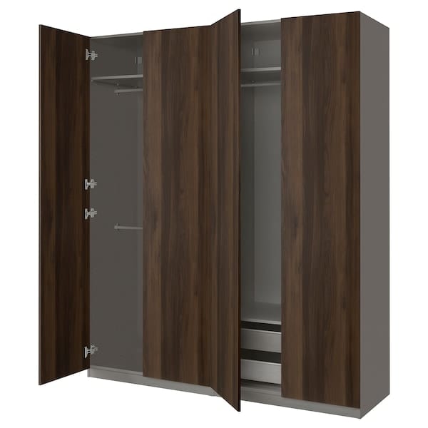 Ikea PAX / STORKLINTA - Wardrobe combination, dark grey/dark brown oak effect with stain,200x60x236 cm