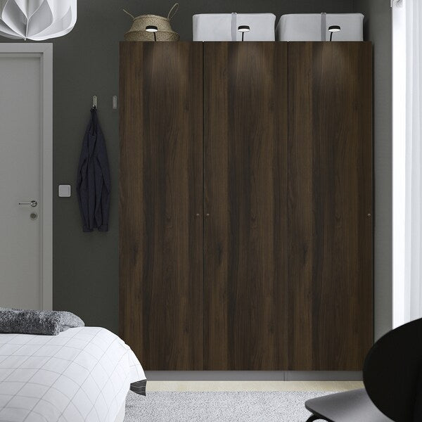 PAX / STORKLINTA - Wardrobe combination, dark grey/dark brown oak effect with stain,150x60x201 cm