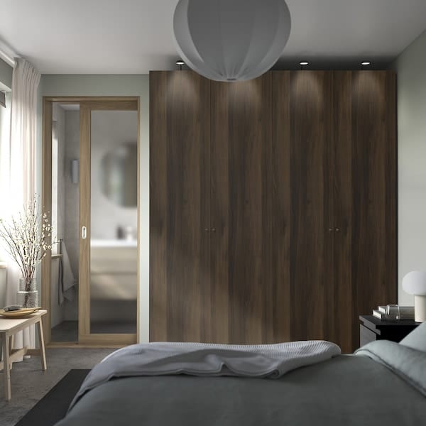 Ikea PAX / STORKLINTA - Wardrobe combination, dark grey/dark brown oak effect with stain,200x66x236 cm