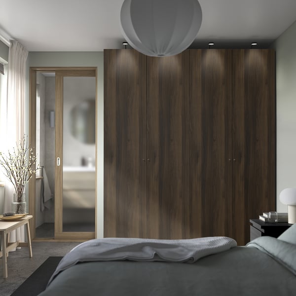 PAX / STORKLINTA wardrobe combination, dark grey/dark brown stained oak effect, 200x66x236 cm