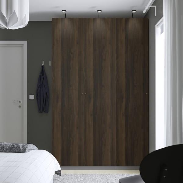 PAX / STORKLINTA wardrobe combination, dark grey/dark brown stained oak effect, 150x60x236 cm