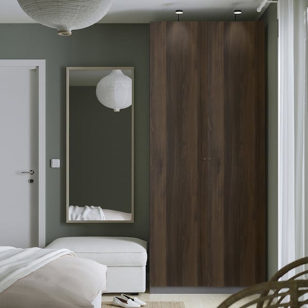 Ikea PAX / STORKLINTA - Combinazione di guardaroba, grigio scuro/marrone scuro effetto rovere con mordente,100x60x236 cm