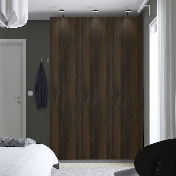Ikea PAX / STORKLINTA - Combinazione di guardaroba, grigio scuro/marrone scuro effetto rovere con mordente,150x60x236 cm
