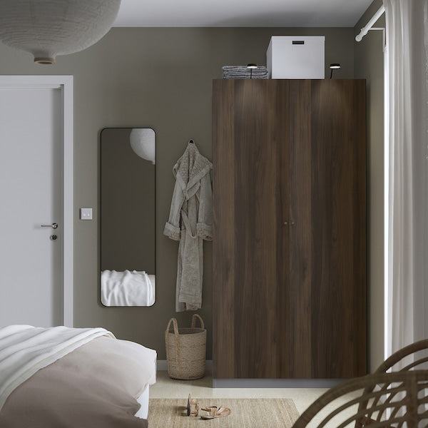 PAX / STORKLINTA - Wardrobe combination, dark grey/dark brown oak effect with stain,100x60x201 cm