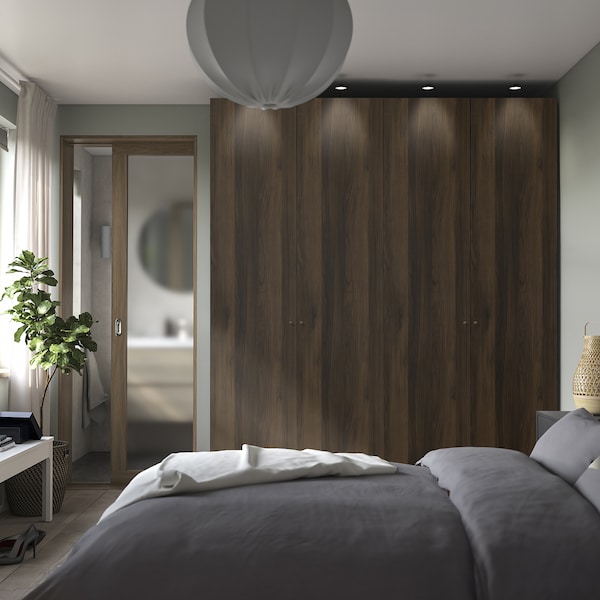 PAX / STORKLINTA - Wardrobe combination, dark grey/dark brown oak effect with stain,200x60x236 cm