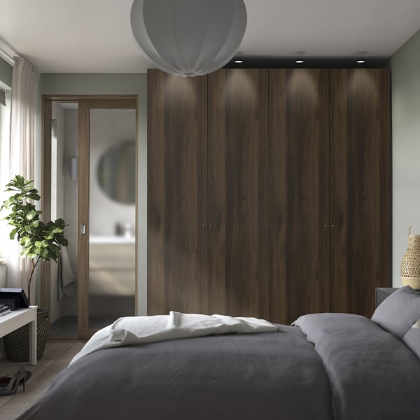 PAX / STORKLINTA - Wardrobe combination, dark grey/dark brown oak effect with stain,200x60x236 cm