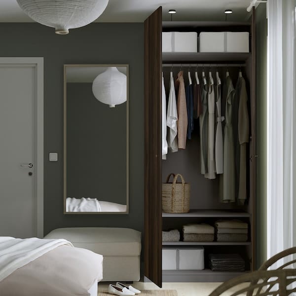 Ikea PAX / STORKLINTA - Combinazione di guardaroba, grigio scuro/marrone scuro effetto rovere con mordente,100x60x236 cm