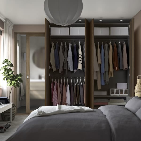 Ikea PAX / STORKLINTA - Wardrobe combination, dark grey/dark brown oak effect with stain,200x60x236 cm