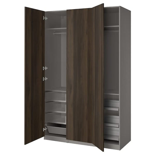 Ikea PAX / STORKLINTA - Combinazione di guardaroba, grigio scuro/marrone scuro effetto rovere con mordente,150x60x236 cm