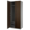 PAX / STORKLINTA wardrobe combination, dark grey/dark brown stained oak effect, 100x60x236 cm