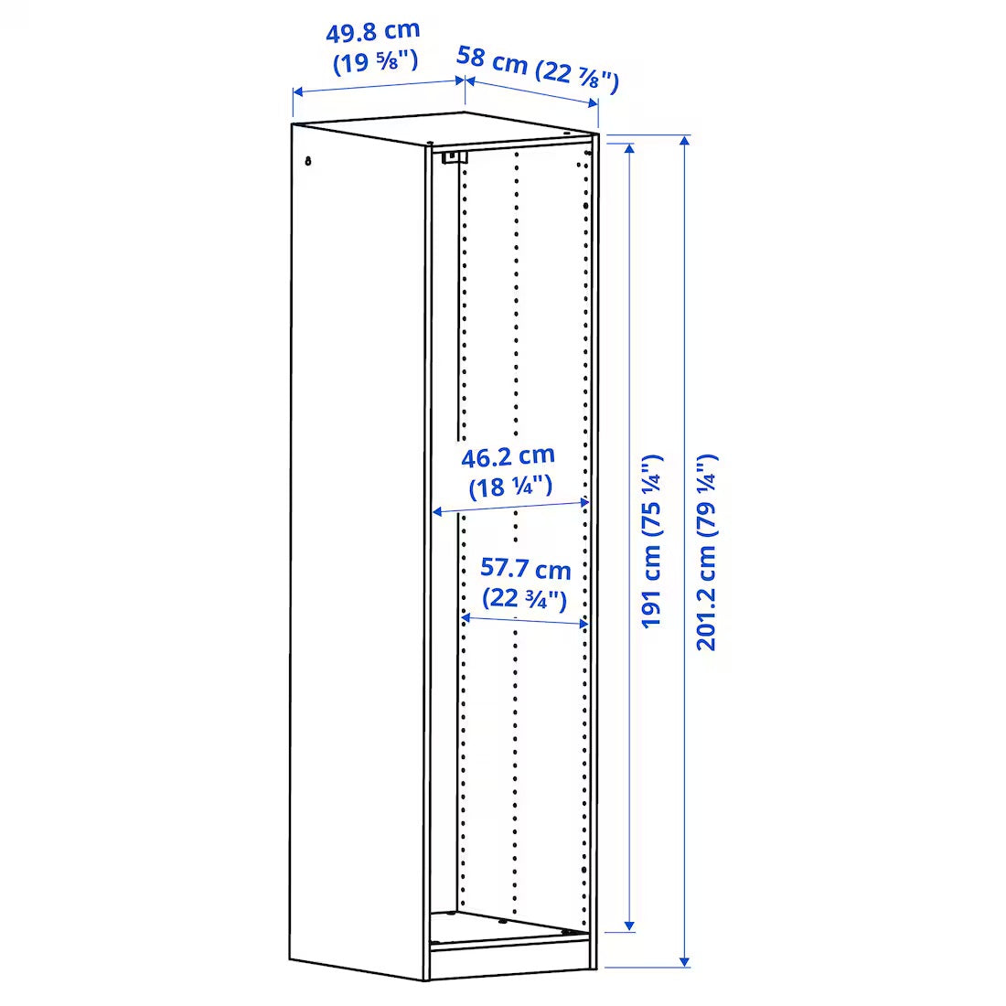 PAX Wardrobe frame, white,50x58x201 cm