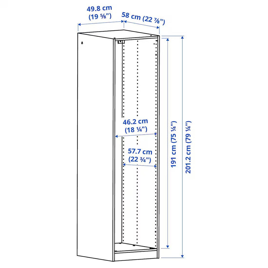Ikea PAX Wardrobe frame, white,50x58x201 cm