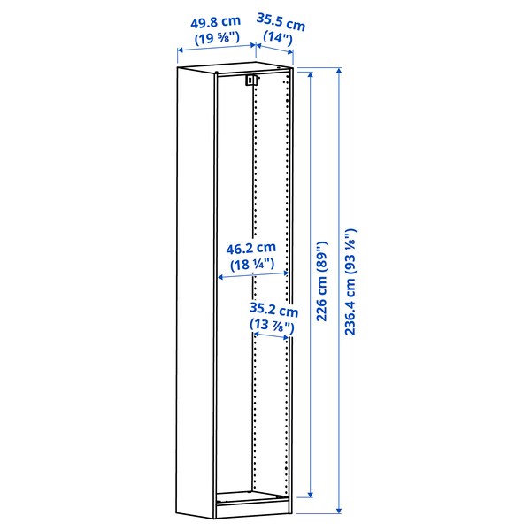 PAX - Wardrobe frame, white,50x35x236 cm