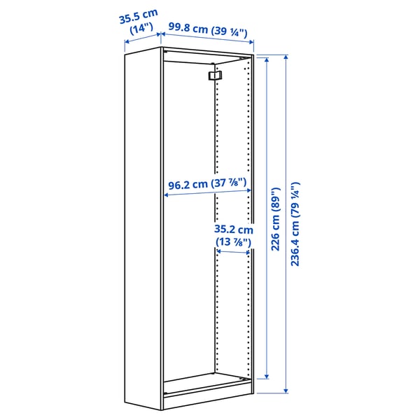 PAX wardrobe frame, white, 100x35x236 cm