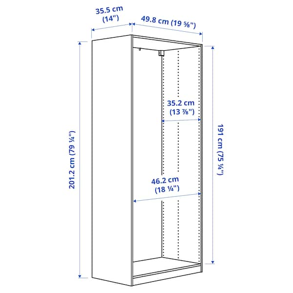 PAX - Wardrobe frame, white,50x35x201 cm